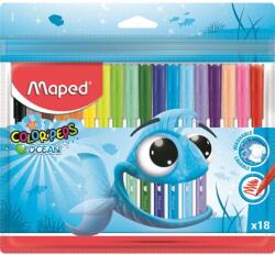 Maped Filctoll készlet, 2 mm, kimosható, MAPED "Color`Peps Ocean", 18 különböző szín (IMA845721) - fiorex