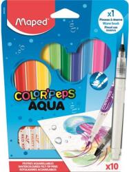 Maped Akvarell filctoll készlet, 3, 6 mm, ecsettel, MAPED "Color`Peps Aqua", 10 különböző szín (IMA844300) - fiorex