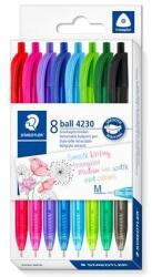 STAEDTLER Golyóstoll, 0, 5 mm, nyomógombos, STAEDTLER® "4230 M", 8 különböző szín (TS4230MC8) - fiorex