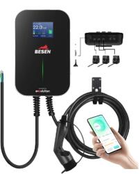 Besen Type2 Elektromos autó fali töltő kábellel APP vezérléssel | 22 kW | 32A | 3fázis | 6m | DLB | RED