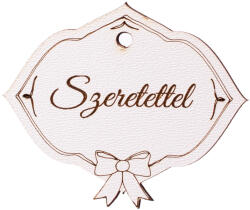 5db. Masnis, "Szeretettel" feliratos tábla 6 x 5cm - Fehér (MT9-16)