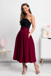 Parisse Bordó A-vonalú midi szoknya Méret: XXL