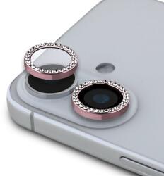 GUESS Apple iPhone 16/16 Plus Guess GUCL162SGGP Metal 3D Kameravédő Üvegfólia - Rózsaszín Köves
