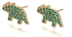  Arany Színű Zöld Cirkónia Strasszos Dinoszaurusz Őslény Bedugós Fülbevaló 9, 5x16mm