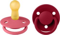 BIBS - Set 2 suzete De Lux Latex, tetina rotunda, 6 luni +-Coral/Ruby