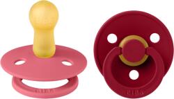 BIBS - Set 2 suzete Colour Latex, tetina rotunda, 6 luni +-Coral/Ruby
