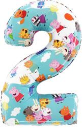 Grabo Balon din folie pentru aniversare, cifra 2 - Peppa Pig 66 cm