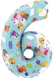 BP Balon din folie pentru aniversare, cifra 6 - Peppa Pig 66 cm