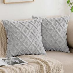 MIULEE Fete de perna decorative, 45x45 cm, set 2 buc, plus, interior, Gri deschis Lenjerie de pat