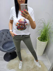 Norafashion Csinos gombaházikó mintás női póló (457557)