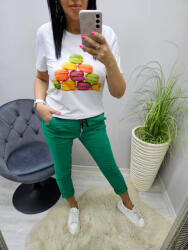 Norafashion Csinos lezser fazonú macaron mintás női póló (2) (219326)