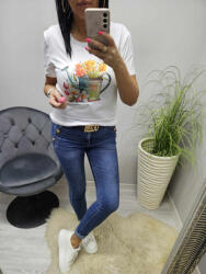 Norafashion Csinos locsoló virággal mintás női póló (956213)