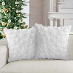 Sunshine smile Fete de perna decorative, 40x40 cm, set 2 buc, Craciun, stelute, alb Lenjerie de pat
