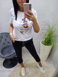 Norafashion Csinos lezser női arc és pillangó mintás póló (521415)