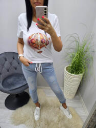 Norafashion Csinos léghajó és virágmintás női póló (346127)