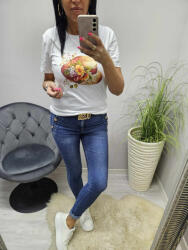 Norafashion Csinos kalap virággal mintás női póló (889384)