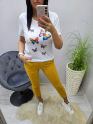 Norafashion Csinos színes sok pillangó mintás póló (215589)