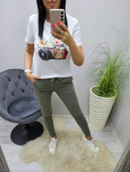 Norafashion Csinos fényképezőgép és virágmintás női póló (955168)