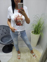 Norafashion Csinos virágos kalitka mintás női póló (790246)