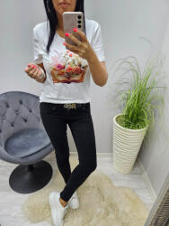 Norafashion Csinos virág és könyvmintás női póló (744199)