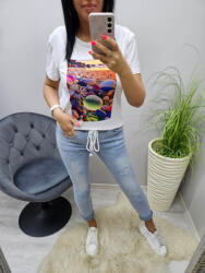 Norafashion Csinos lezser színes kavics mintás póló (567539)