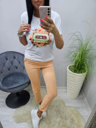 Norafashion Csinos kazetta és virágmintás mintás póló (505988)