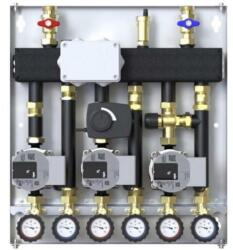 DEFRO Heat 3 körös o-gy, 3 Szivattyú Wilo Para 15/6, 1 keverőszelep- motorral, 1 termosztatikus keverőszelep, vezérléssel
