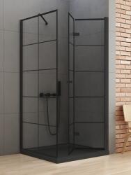 NEW TRENDY New Soleo Black zuhanykabin 90x80 cm négyszögletes fekete matt/átlátszó üveg D-0288A/D-0121B (D0288A/D0121B)