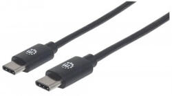 Manhattan Hi-Speed USB-C kábel, C típusú csatlakozóból C típusú csatlakozóba, 2m, fekete, fekete (354875)