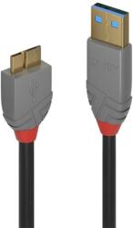 Lindy Кабел Lindy Anthra Line, от USB Type-A 3.0 (м) към USB Micro-B 3.0 (м), 0.5 м, черен (LNY-36765)