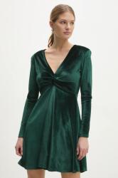 ANSWEAR rochie de catifea culoarea verde, mini, evazată BBYA-SUD05D_77X (92795.IKK)