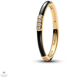 Pandora Me Fekete tűzzománcos és köves gyűrű 52-es méret - 163686C01-52