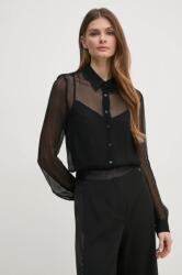 Pedro del Hierro cămașă femei, culoarea negru, cu guler clasic, regular, 6638236 9BYH-BDD0IB_99X (6638236)