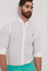 Ralph Lauren cămașă bărbați, culoarea alb, cu guler button-down, slim 710829000000 PPY8-KDM03T_00X (710829443002)