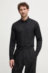 Benetton cămașă din bumbac bărbați, culoarea negru, cu guler button-down, regular, 5KQRUQ04B 9BYH-KDM06O_99X (5KQRUQ04B)