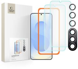Üvegfólia Samsung Galaxy S25+ (S25 Plus) - TECH-PROTECT Supreme - 2 db üvegfólia + 1db fekete keretes kamera védőkeret - graffistore