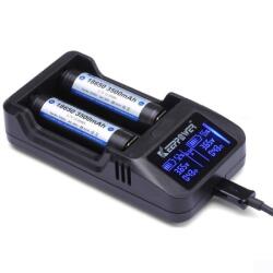KeepPower LCD akku töltő Li-ion 14500/16340/CR123/18650/26650 cellákhoz Power bank funkcióval - mostelado