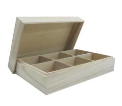 Fa teafilter tartó 6 rekeszes teli tetővel 24 x 16 x 7, 5 cm