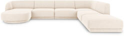 Micadoni Coltar modular Miley in forma de U cu tapiterie din tesatura structurala si colt pe partea dreapta, bej deschis (MIC_UR_140_F1_MILEY1)