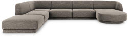 Micadoni Coltar modular Miley in forma de U cu tapiterie din tesatura structurala si colt pe partea stanga, gri (MIC_UL_140_F1_MILEY6)