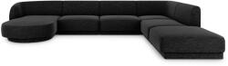Micadoni Coltar modular Miley in forma de U cu tapiterie din tesatura structurala si colt pe partea dreapta, negru (MIC_UR_140_F1_MILEY7)