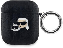 Karl Lagerfeld Embossed Karl and Choupette Heads Apple AirPods 1/2 PU tok fekete (KLA2PGKCPK)