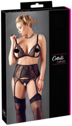 Cottelli Collection Plus Size - Csipke fehérnemű trió (fekete) (22119551081)