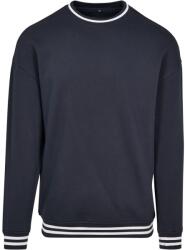Build Your Brand Férfi pulóver csíkos szegéllyel - Sötétkék / fehér | XXXL (BY104-1000278881)