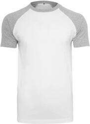 Build Your Brand Kétszínű rövid ujjú férfi póló - Fehér / szürke melírozott | 3XL (BY007-1000228869)