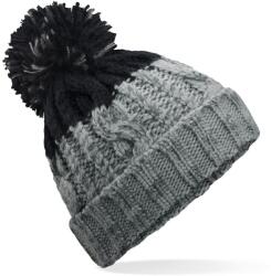 Beechfield Kétszínű kötött sapka pomponnal - Világosszürke / fekete (CB437-1000386626)