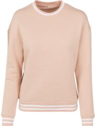 Build Your Brand Női pulóver csíkos szegéllyel - Világos rózsaszín / fehér | XL (BY105-1000278904)