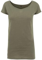 Build Your Brand Tricou cu decolteu tip barcă pentru femei - Măslin | XS (BY039-1000206126)