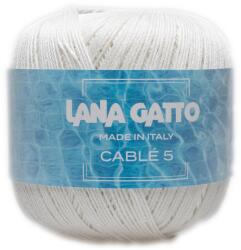 LANA GATTO Cable5 kötő/horgoló fonal, egyiptomi Mako pamut, 50g, 6536, Bianco