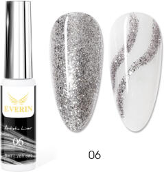 Everin Artistic Liner Gel EVERIN 8ml - 06 | Gel liner argintiu cu sclipici pentru nail art și contururi fine (ART-06)
